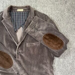 J Crew Blazer Mens XLarge Gray Corduroy Elbow Patch Holmes Sport Coat Jacket